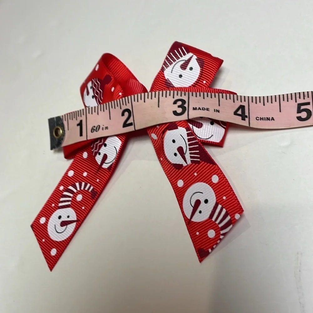 Hair Bows Accessories Red Snowman and White Christmas Tree Holiday Set of 2